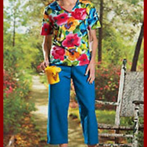 2pc tropical blossom pants set new womans